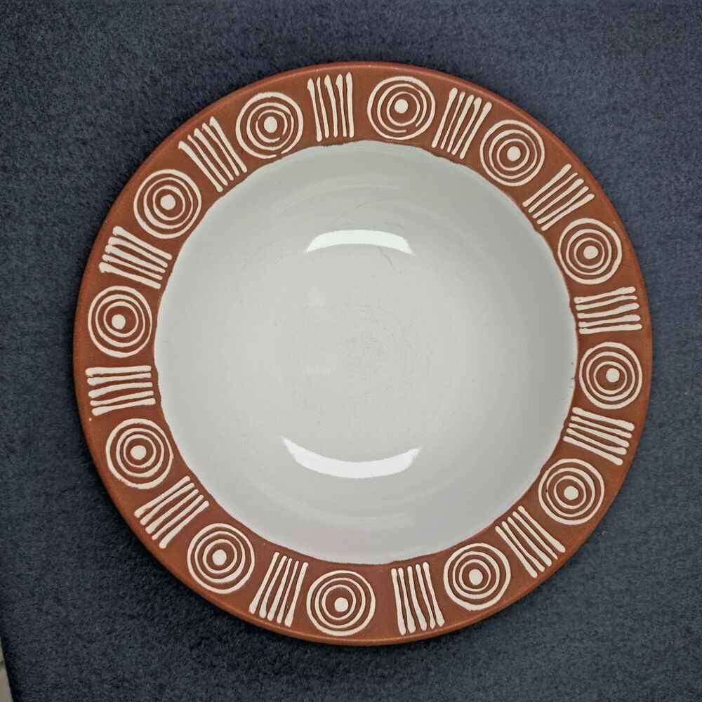 Pottery Barn 10 Inch Terracotta Geometric Bowl Boho Farmhouse Chic Modern Decor